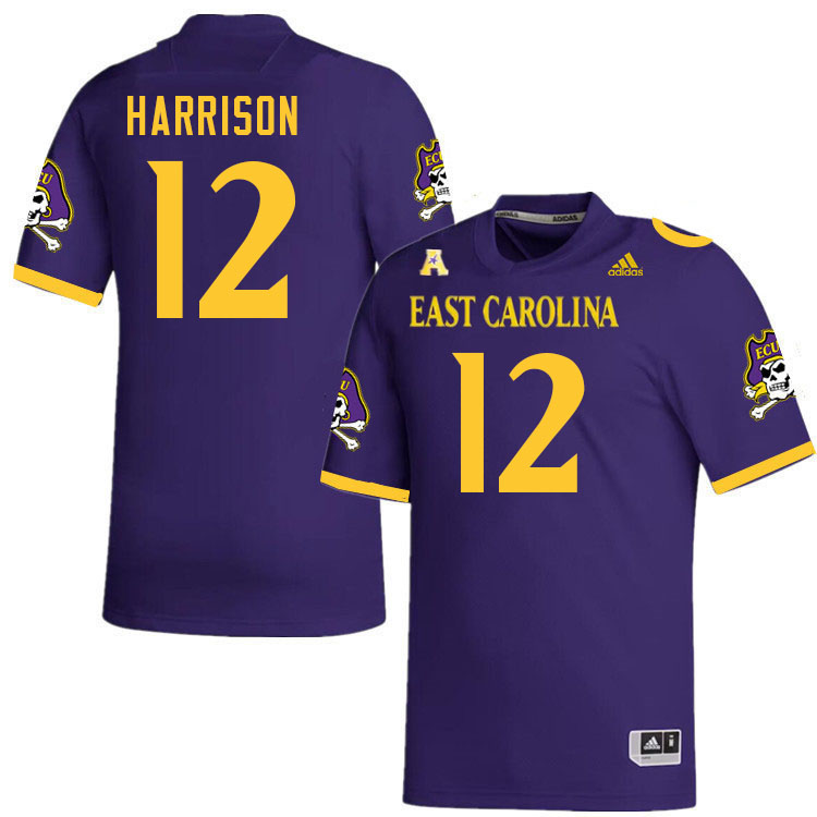 Men #12 Bryson Harrison ECU Pirates College Football Jerseys Stitched-Purple